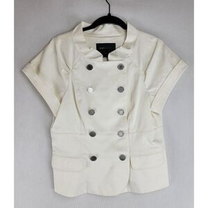 BCBGMAXAZRIA Womens Size Medium White Double Breasted Short Sleeve Jacket